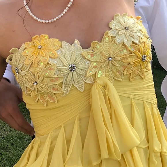 Sherri Hill yellow formal cocktail dress - Picture 2 of 4